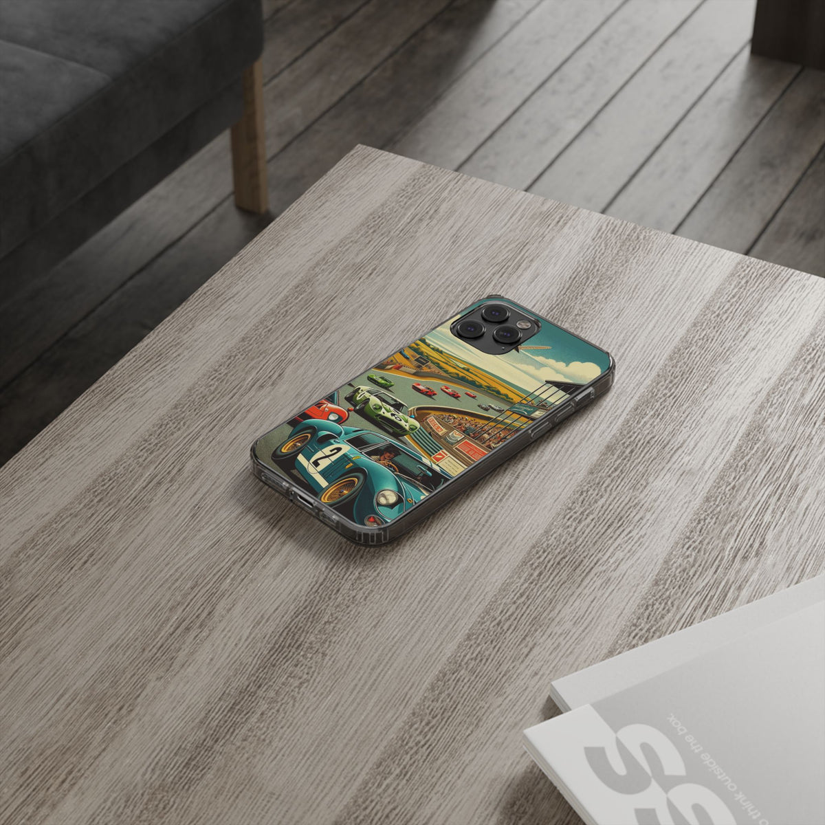 Vintage Racing Track Clear Impact-Resistant Phone Case