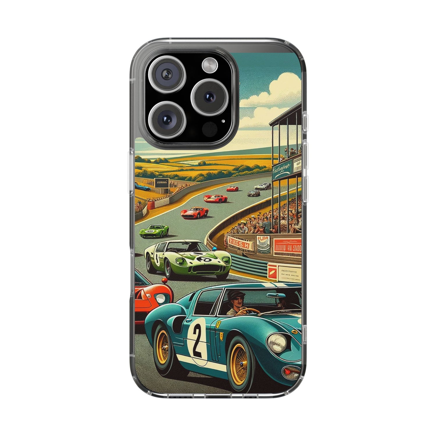 Vintage Racing Track Clear Impact-Resistant Phone Case