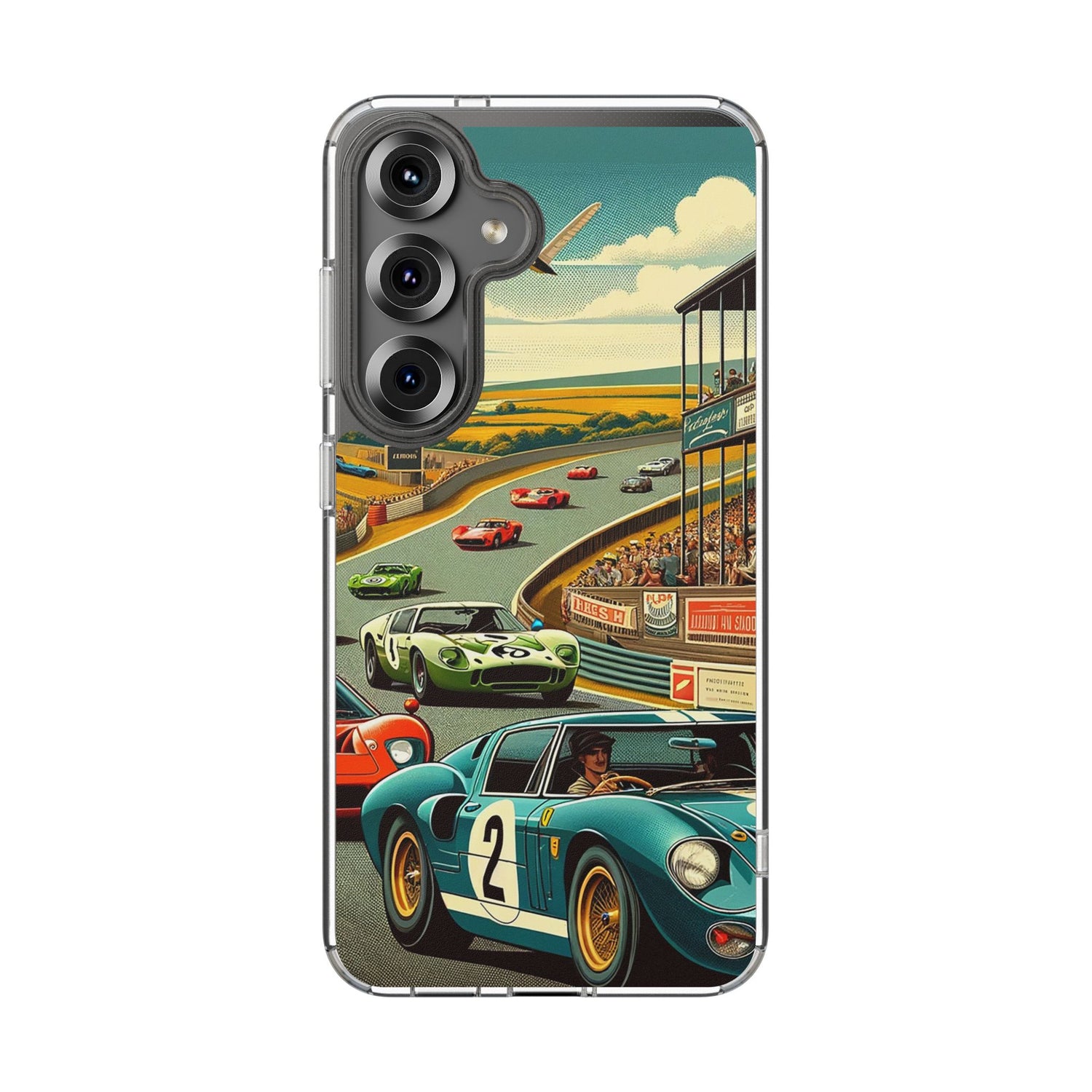 Vintage Racing Track Clear Impact-Resistant Phone Case