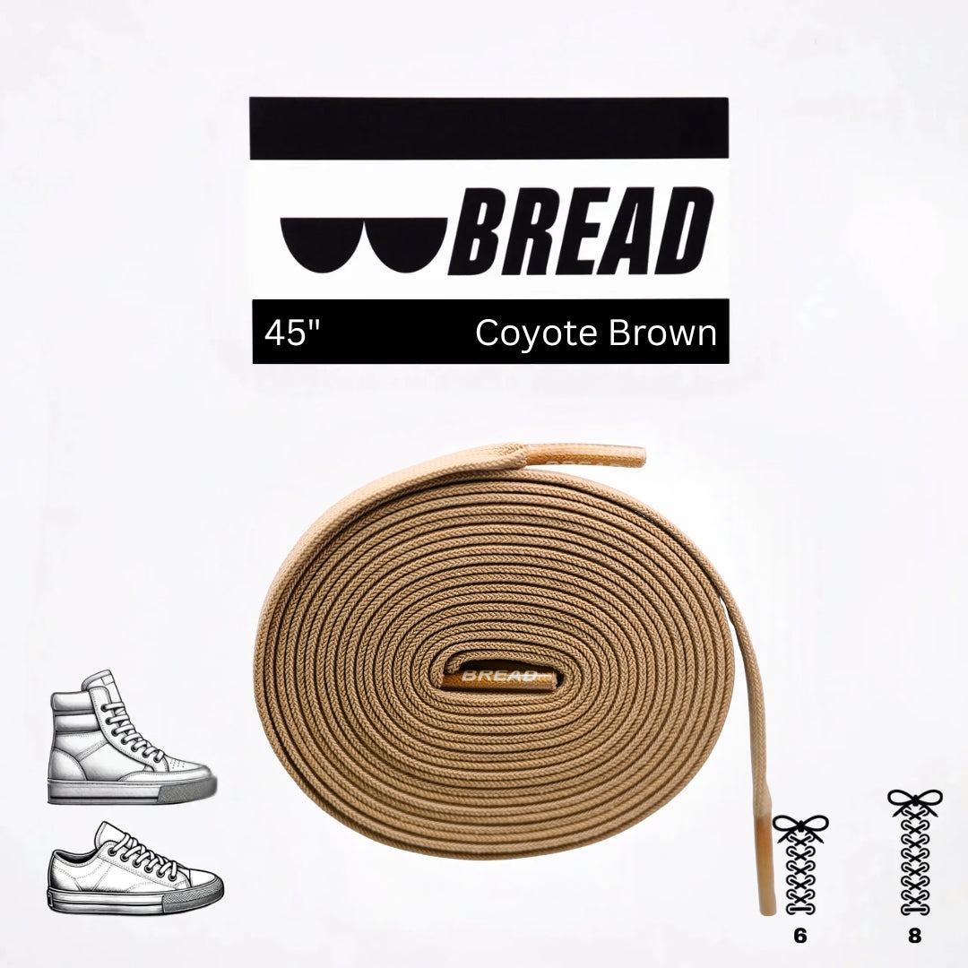 Bread Laces stretchy shoelaces in Coyote Brown for secure, easy slip-on shoes