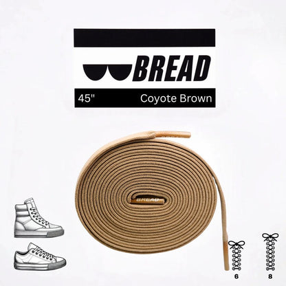 Bread Laces stretchy shoelaces in Coyote Brown for secure, easy slip-on shoes