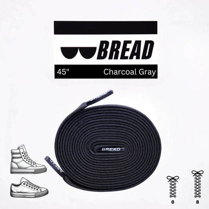 Charcoal grey Bread Laces stretchy shoelaces for easy slip-on shoes