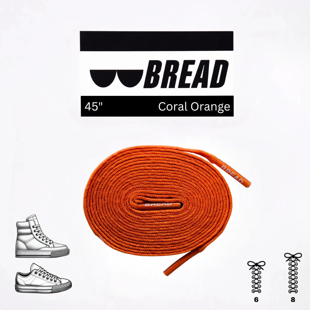 Coral Orange Bread Laces stretchy shoelaces for secure fit and easy wear