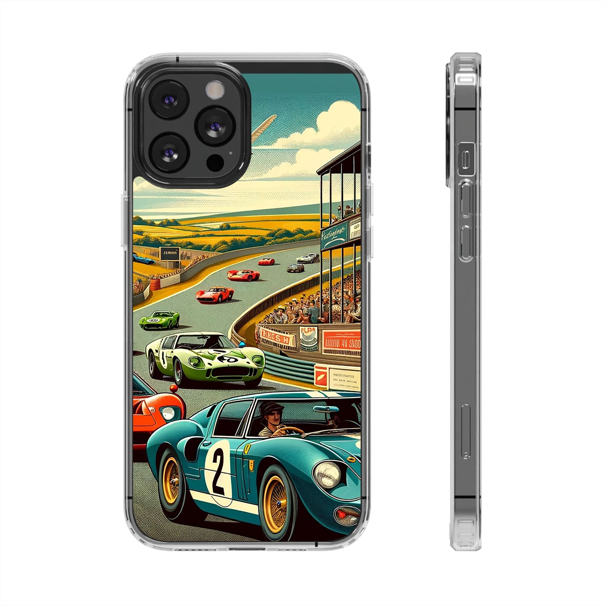 Vintage Racing Track Clear Impact-Resistant Phone Case