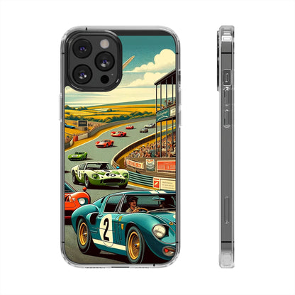 Vintage Racing Track Clear Impact-Resistant Phone Case