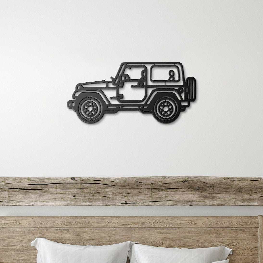 4x4 off road metal wall art made of powder-coated steel for rugged décor