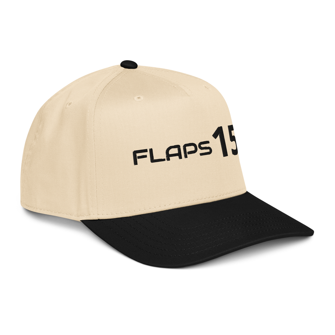 Flaps 15 5 panel aviation hat featuring a structured design and adjustable snap closure.