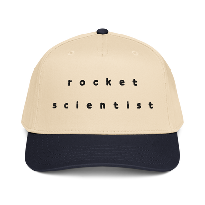 Rocket Scientist Aviation Hat featuring a beige and navy design with &