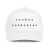 Rocket Scientist Aviation Hat with unique typography design on a white cap.