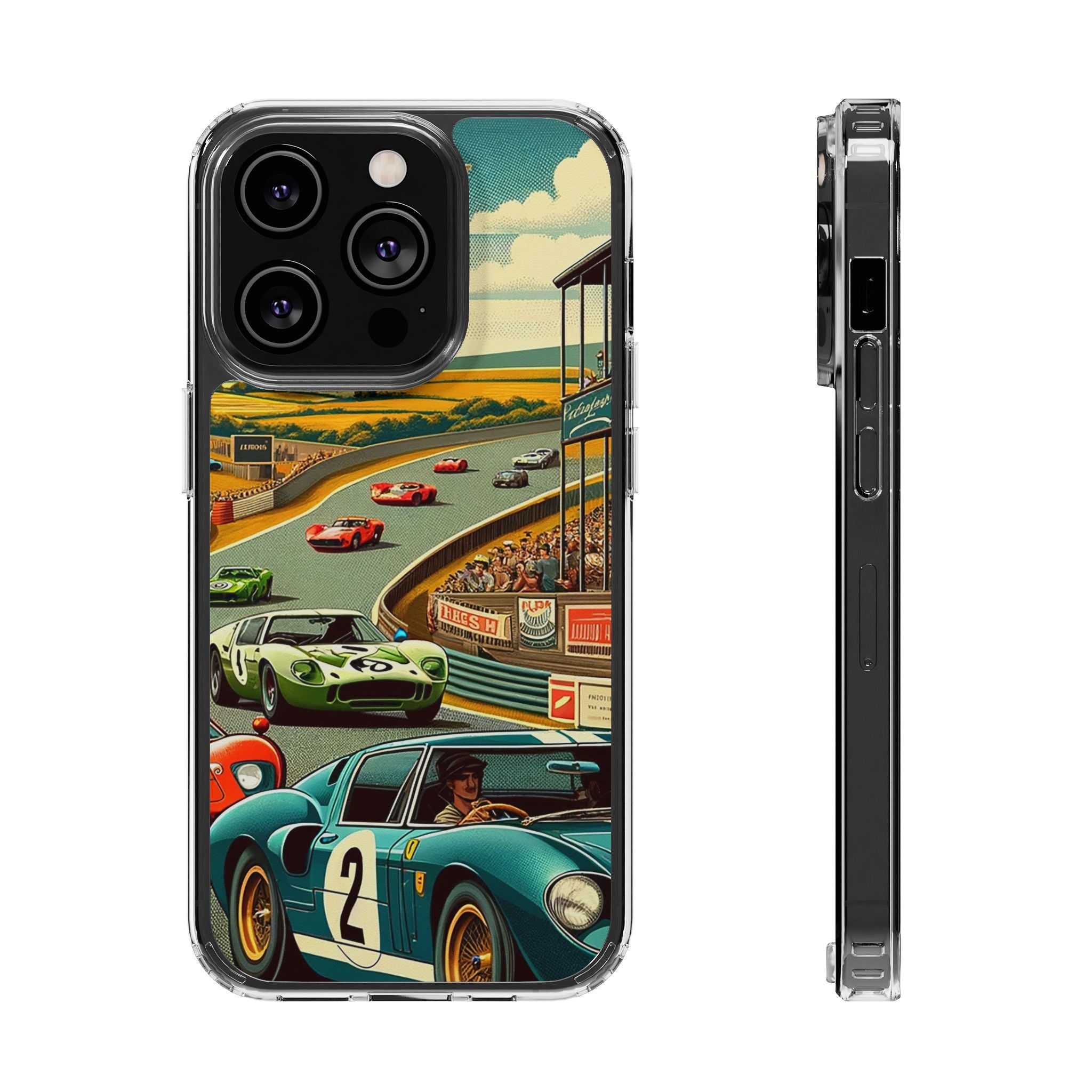 Vintage Racing Track Clear Impact-Resistant Phone Case