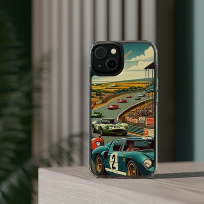 Vintage Racing Track Clear Impact-Resistant Phone Case