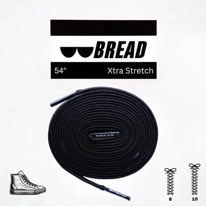 Shadow Black stretchy Bread Laces shoelaces for secure, easy slip-on shoes