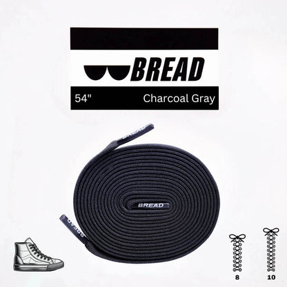 Charcoal Grey Bread Laces stretchy shoelaces for secure, easy slip-on shoes