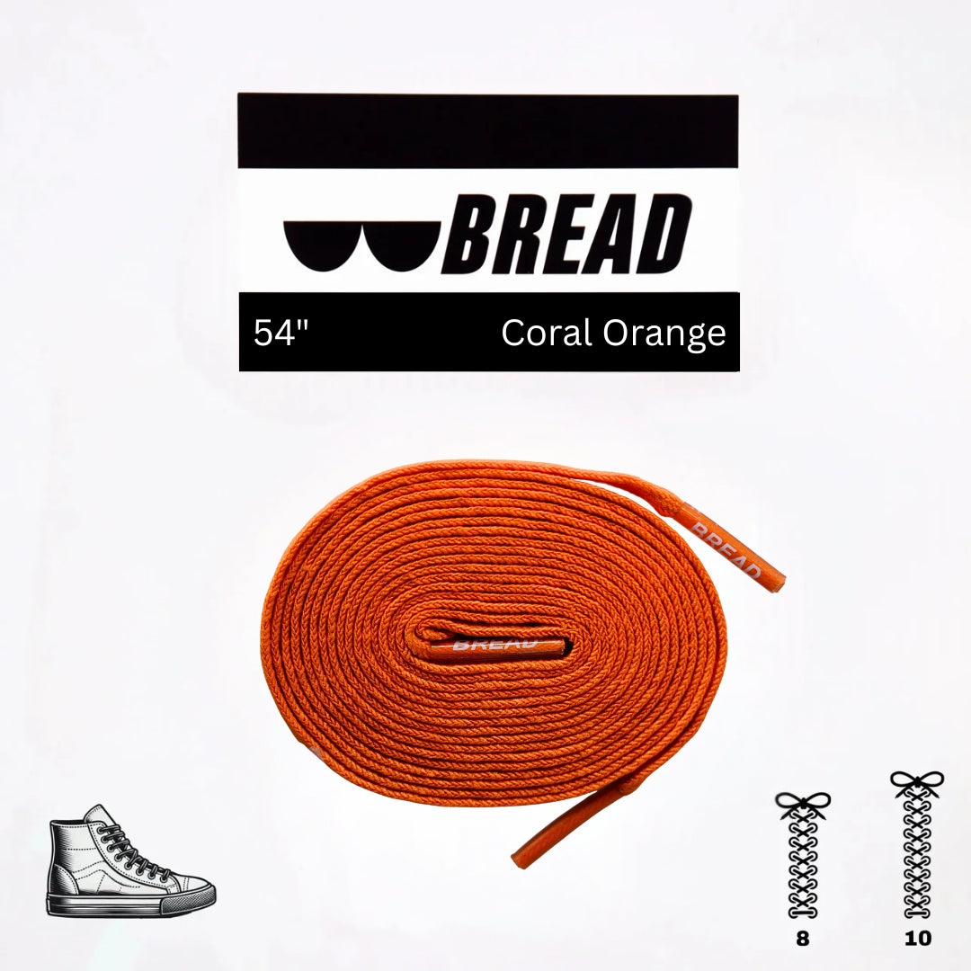 Coral Orange Bread Laces stretchy shoelaces on shoes