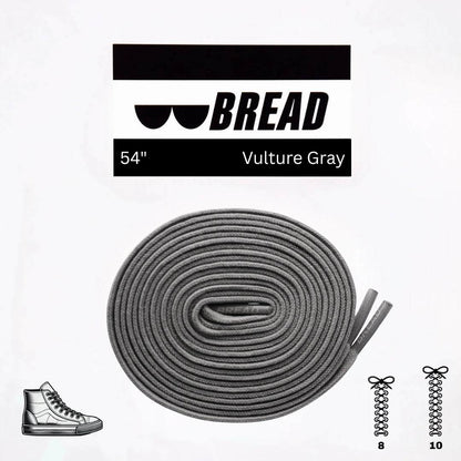 Vulture Gray stretchy Bread Laces securing shoes with one tie
