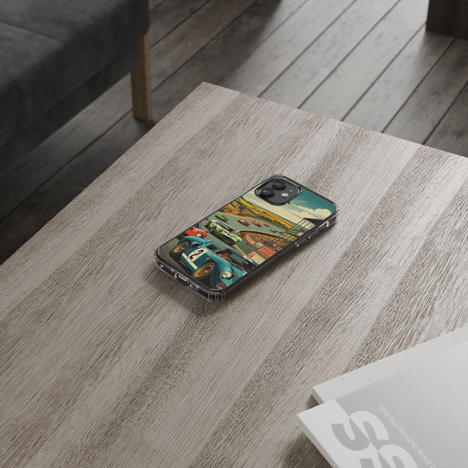 Vintage Racing Track Clear Impact-Resistant Phone Case