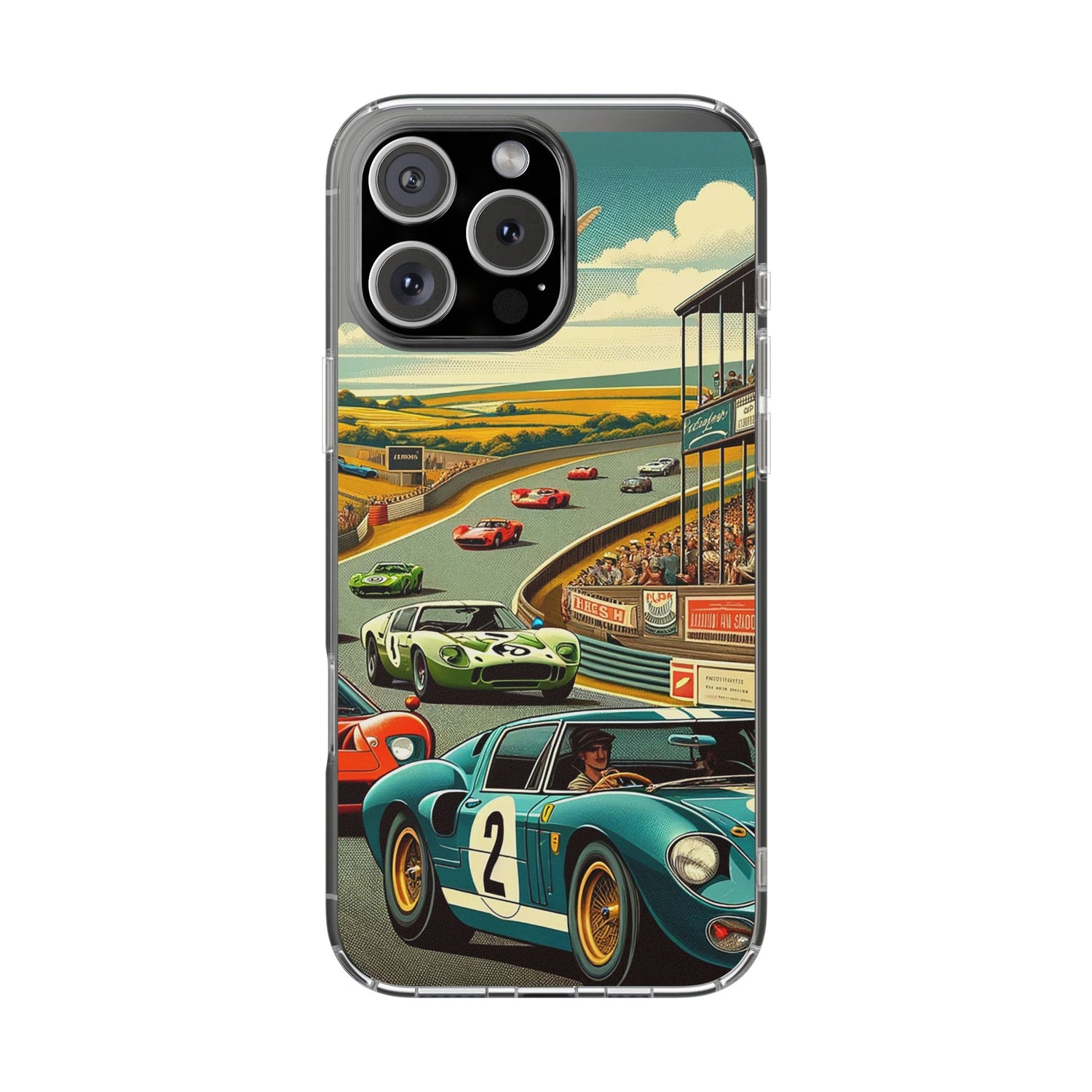 Vintage Racing Track Clear Impact-Resistant Phone Case