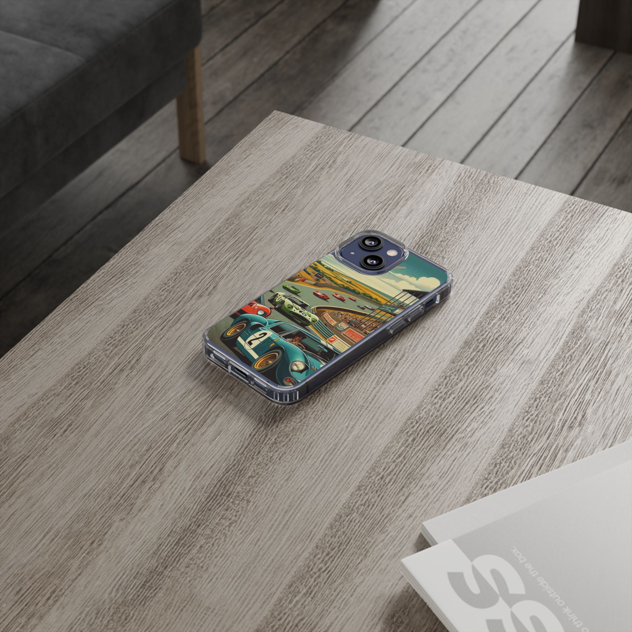 Vintage Racing Track Clear Impact-Resistant Phone Case