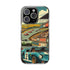 Clear Vintage Grand Prix phone case with retro racetrack and classic car design, impact-resistant and MagSafe compatible
