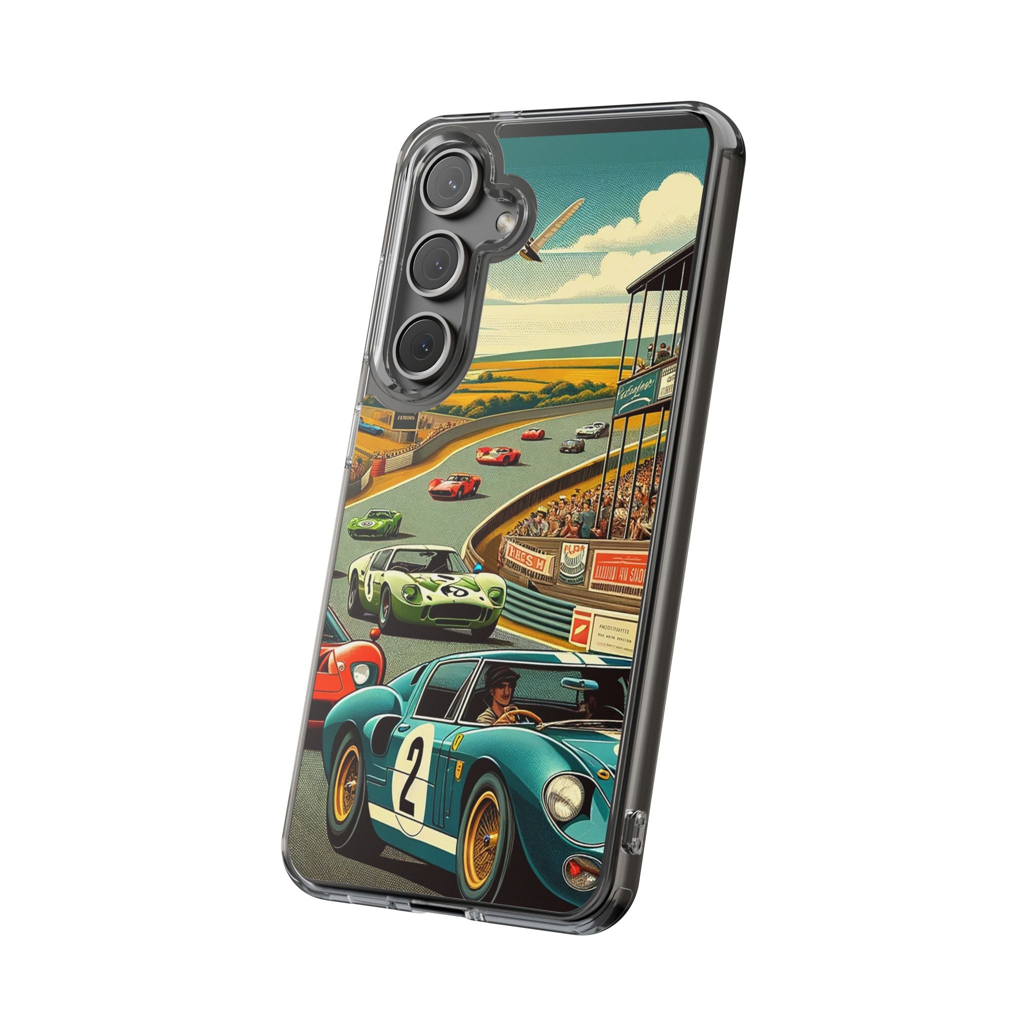 Vintage Racing Track Clear Impact-Resistant Phone Case