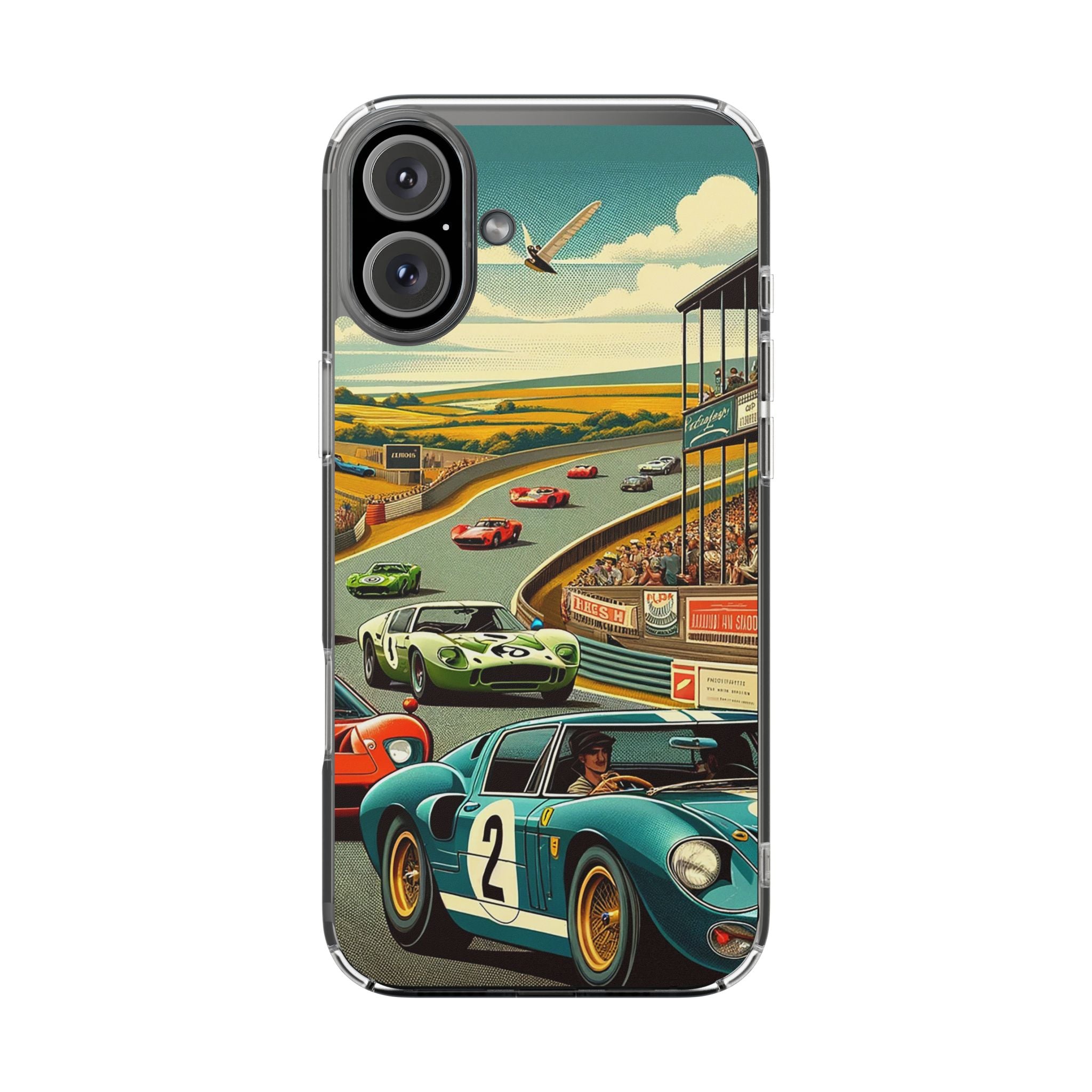 Vintage Racing Track Clear Impact-Resistant Phone Case