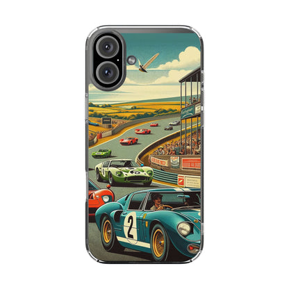 Vintage Racing Track Clear Impact-Resistant Phone Case