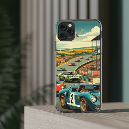 Vintage Racing Track Clear Impact-Resistant Phone Case