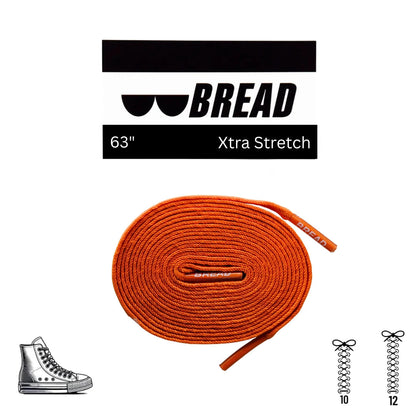 Coral Orange Bread Laces stretchy shoelaces for easy slip-on shoes
