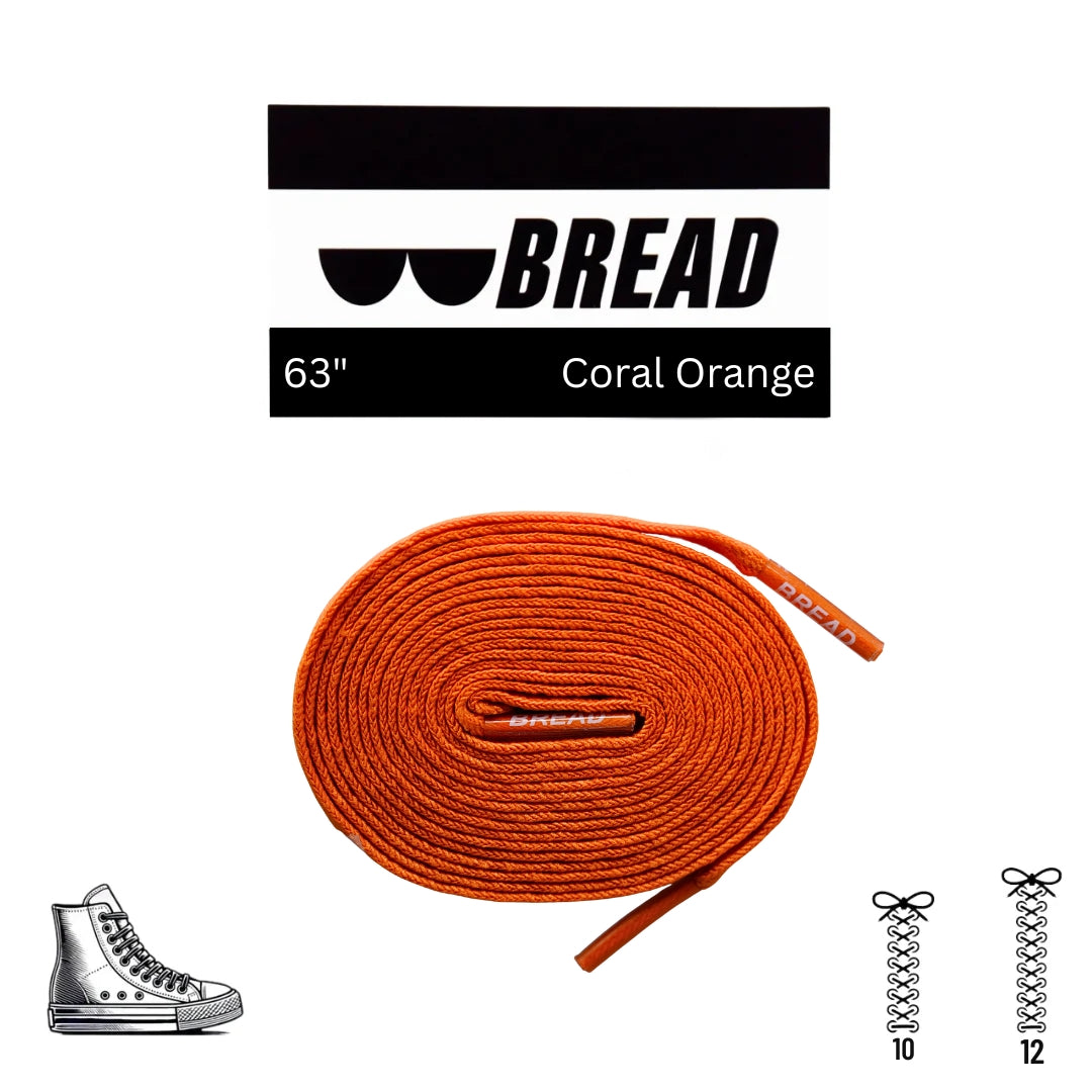 Coral Orange Bread Laces stretchy shoelaces for easy slip-on shoes