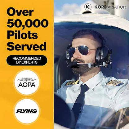 KORE P1 General Aviation Headset (Mono) with Headset Bag, Dual GA Plugs