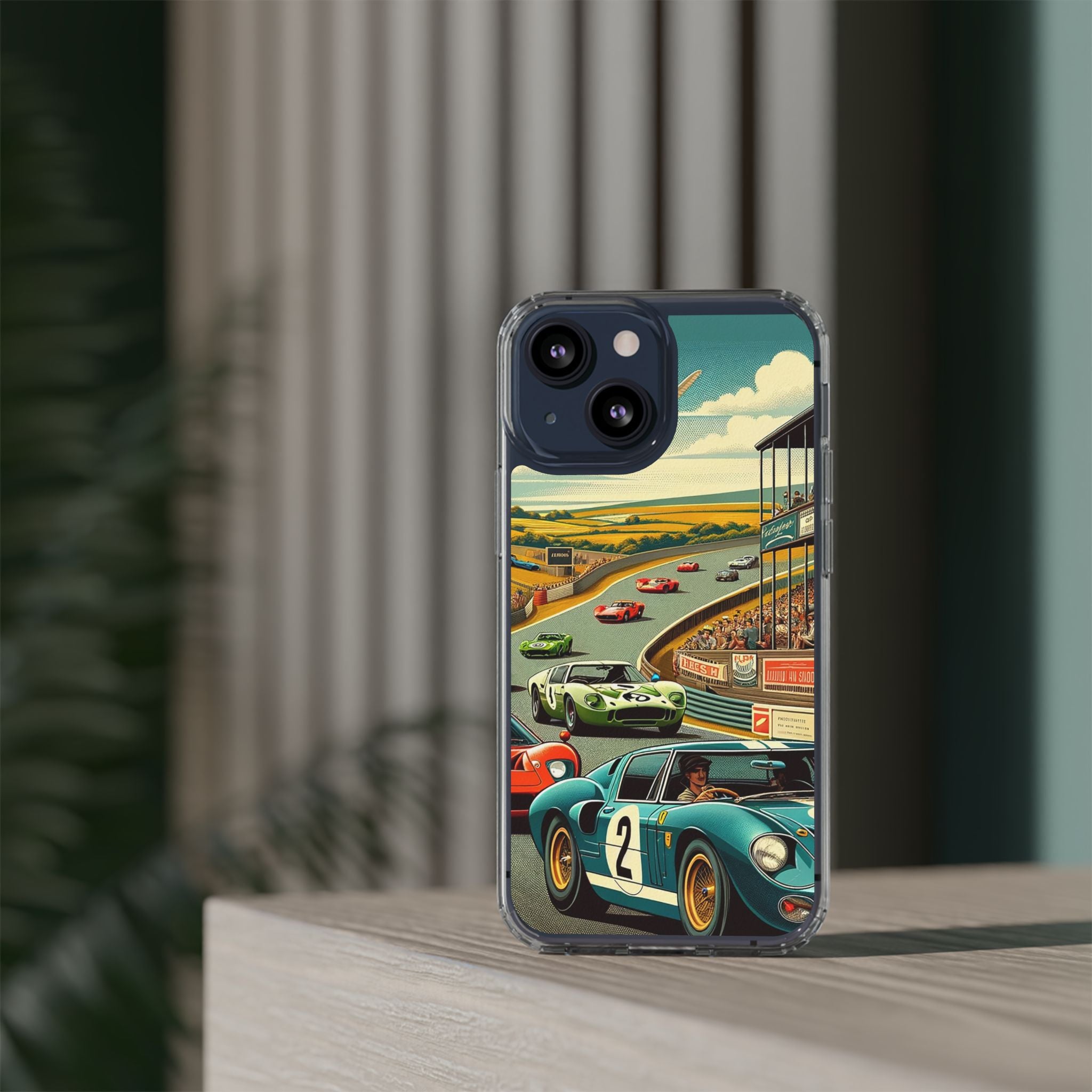 Vintage Racing Track Clear Impact-Resistant Phone Case