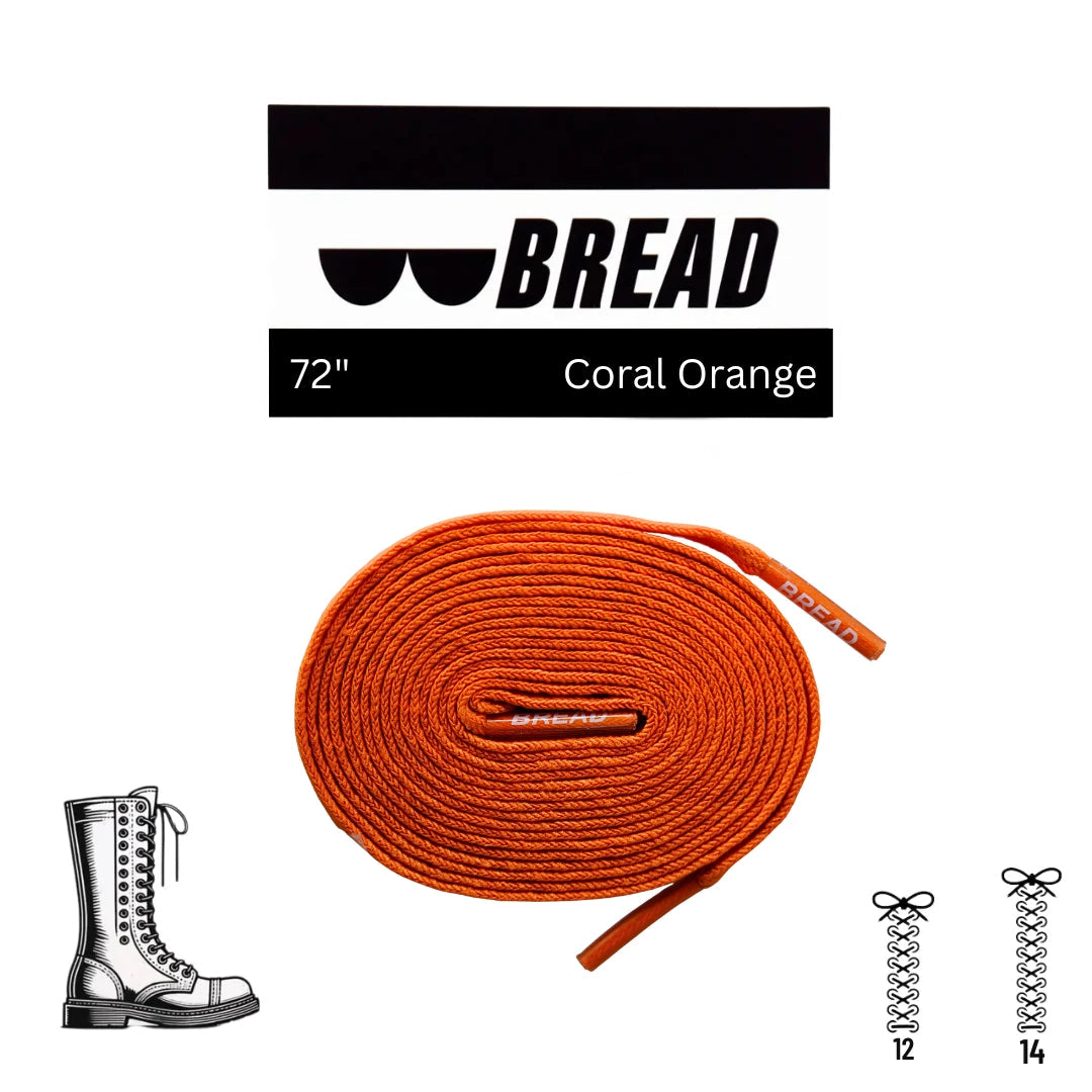 Coral Orange stretchy Bread Laces shoelaces tied on sneaker