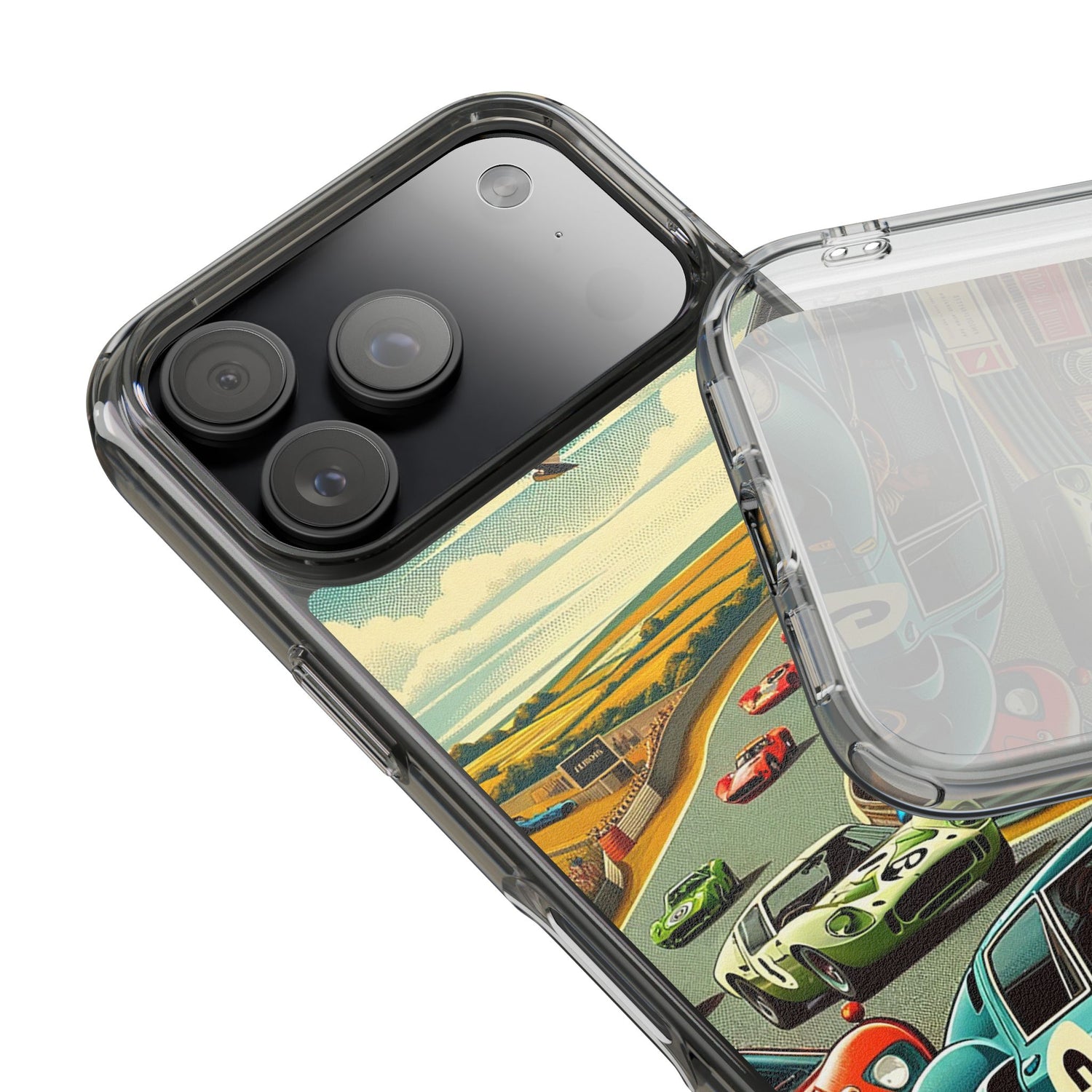 Vintage Racing Track Clear Impact-Resistant Phone Case