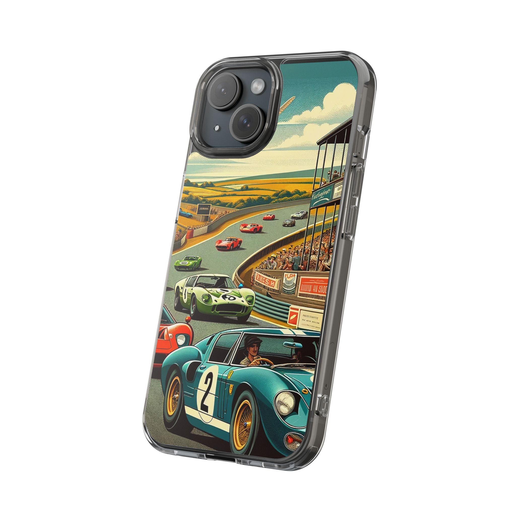 Vintage Racing Track Clear Impact-Resistant Phone Case