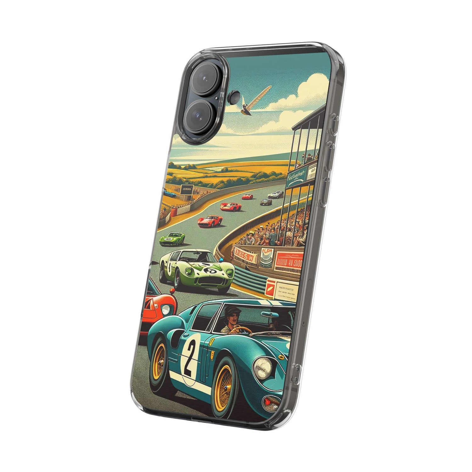 Vintage Racing Track Clear Impact-Resistant Phone Case