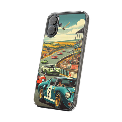 Vintage Racing Track Clear Impact-Resistant Phone Case