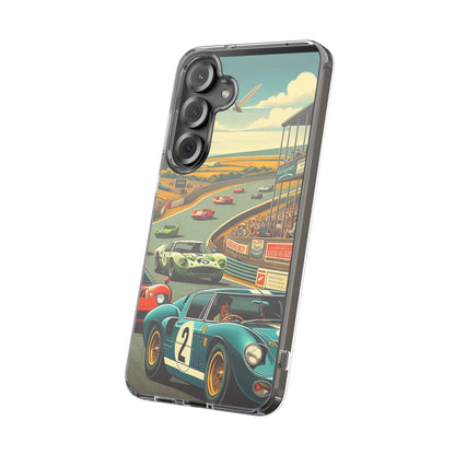 Vintage Racing Track Clear Impact-Resistant Phone Case