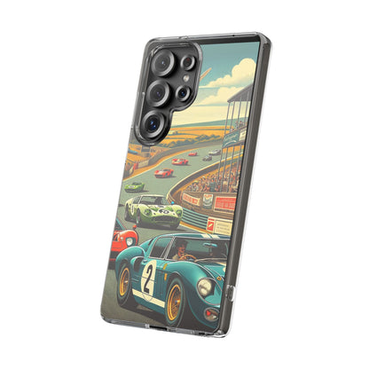 Vintage Racing Track Clear Impact-Resistant Phone Case