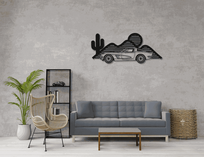 Custom Corvette Silhouette Metal Art – Personalized Corvette Wall Decor, LED-Ready, Powder-Coated Steel, Car Lover Gift