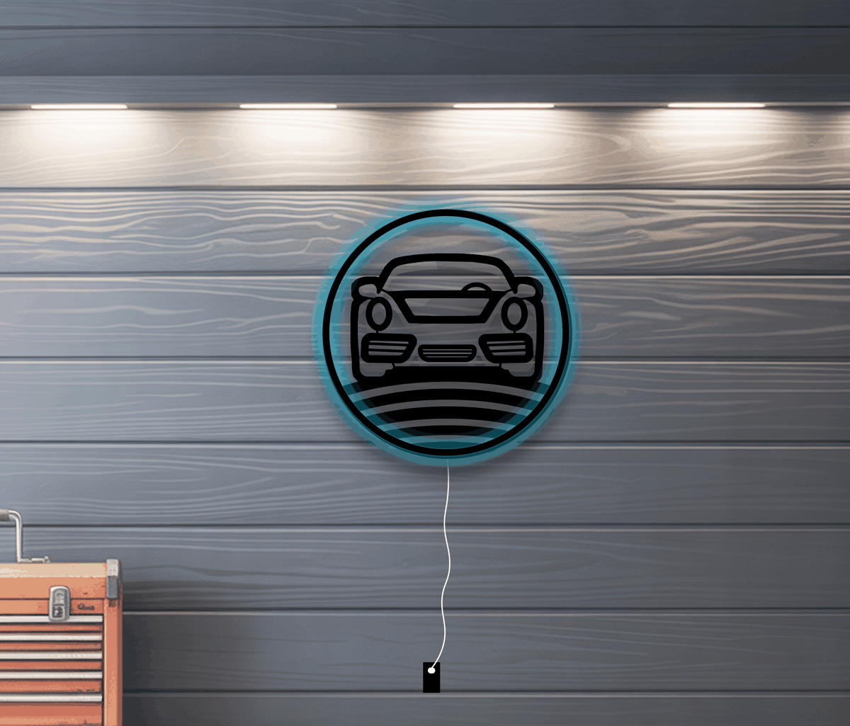 Nine Eleven metal wall art featuring LED backlight and 3D floating effect showcasing Porsche 911 front end design