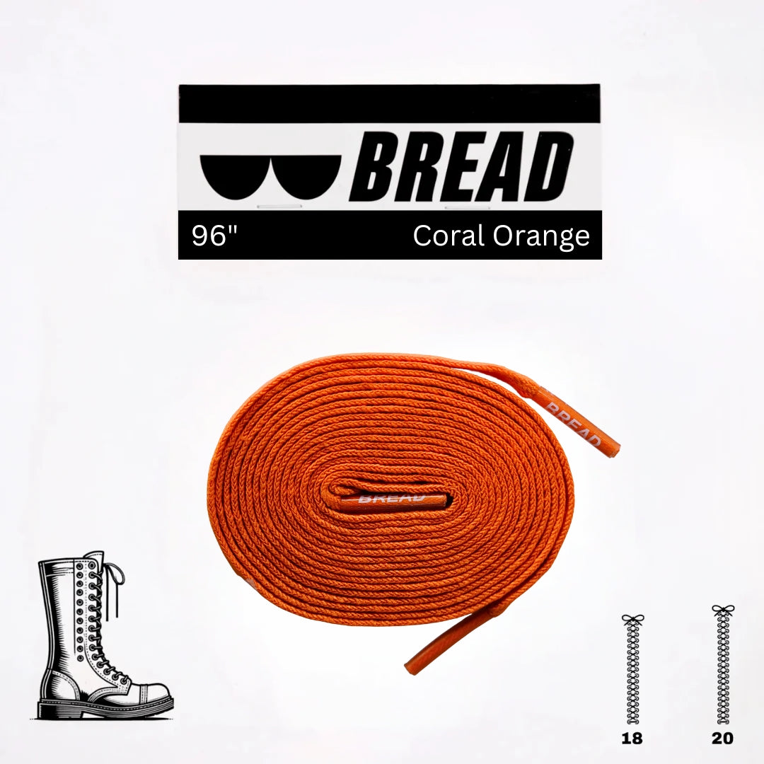 Coral Orange Bread Laces stretchy shoelaces for easy slip-on shoes