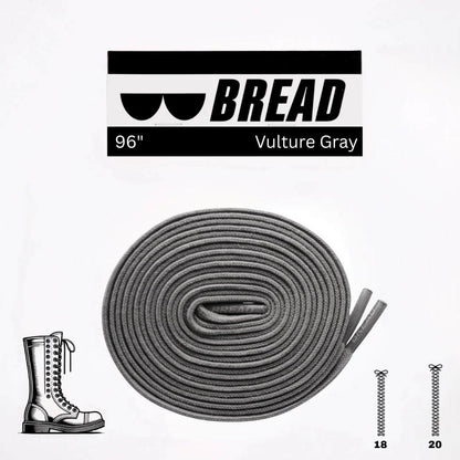 Vulture Gray stretchy Bread Laces shoelaces securely tied for easy slip-on shoes