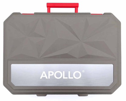 Apollo gray and red mechanics tool set case with APOLLO logo and handle