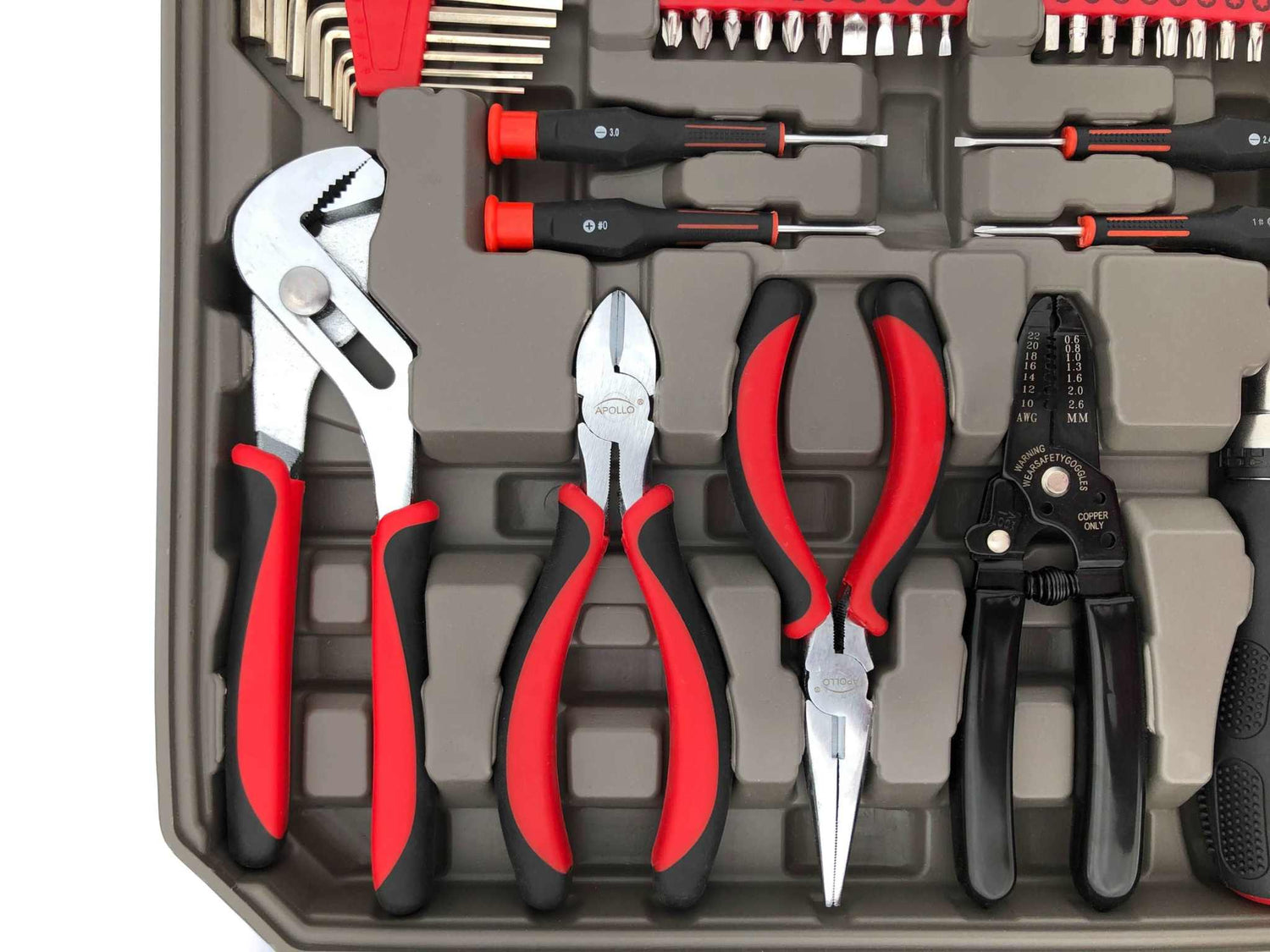 95-piece Mechanics Tool Set with sockets, wrenches, pliers, and accessories in a compact case for metric and SAE repairs