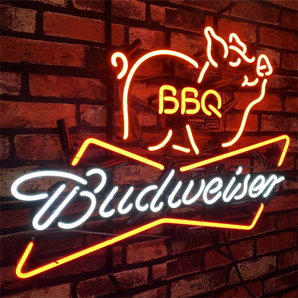 Pig BBQ Budweiser Beer Neon Sign Light - Prop and Piston