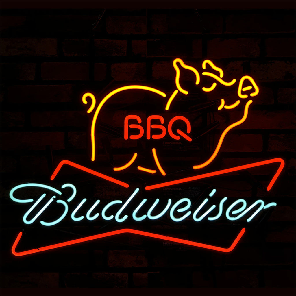 Pig BBQ Budweiser Beer Neon Sign Light - Prop and Piston