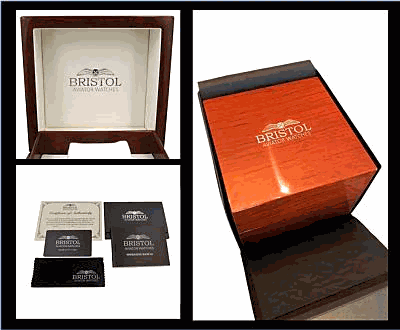 P-51 Mustang tribute watch packaging and documentation with wooden box and warranty card
