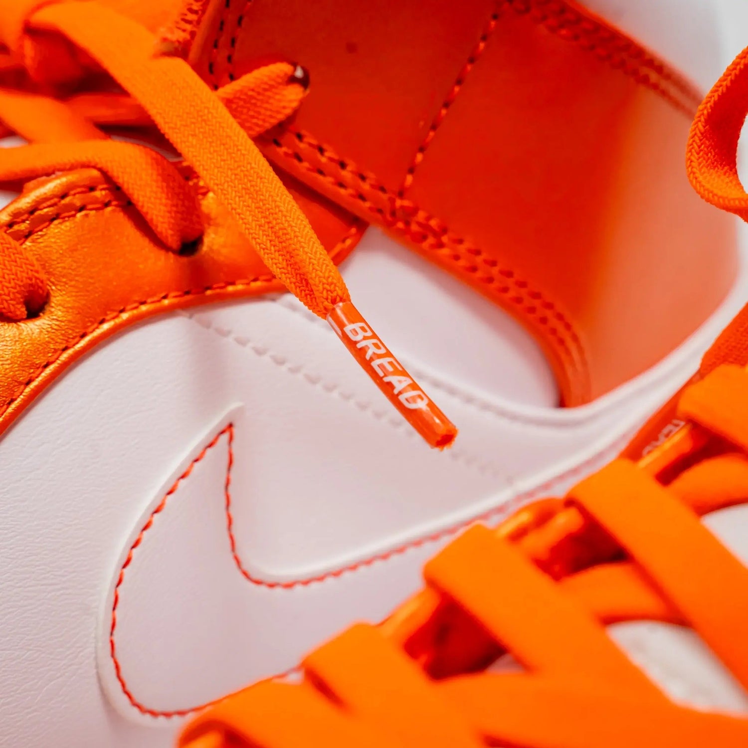 Coral Orange Bread Laces stretchy shoelaces secured with one tie