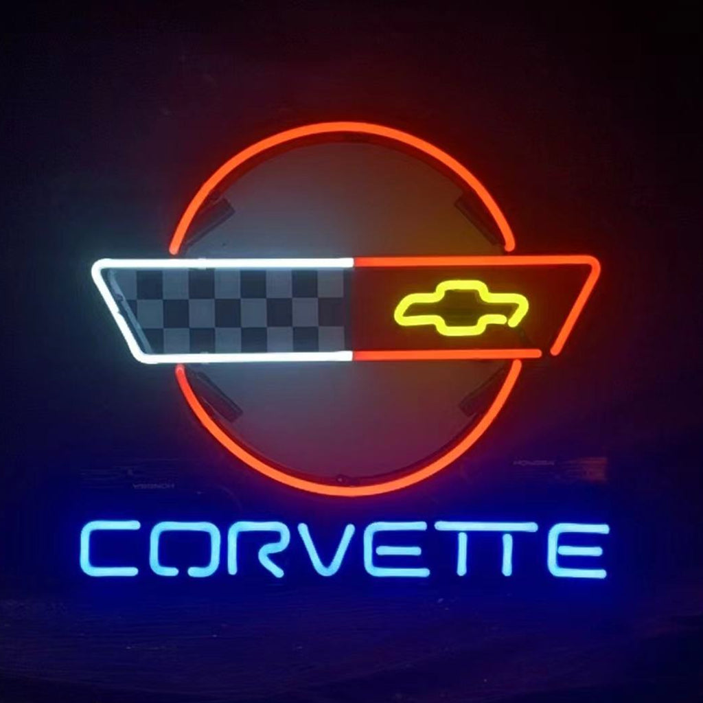 Corvette Car Classic Black White Neon Signs - Prop and Piston
