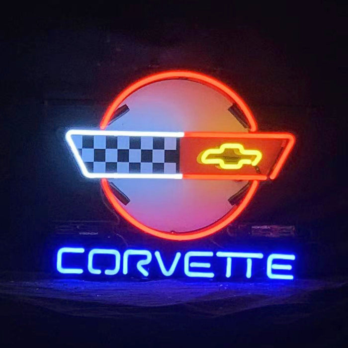 Corvette Car Classic Black White Neon Signs - Prop and Piston